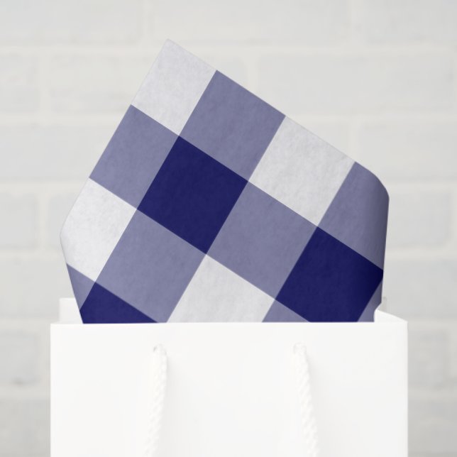 Navy and White Gingham Pattern Tissue Paper (Gift Bag)