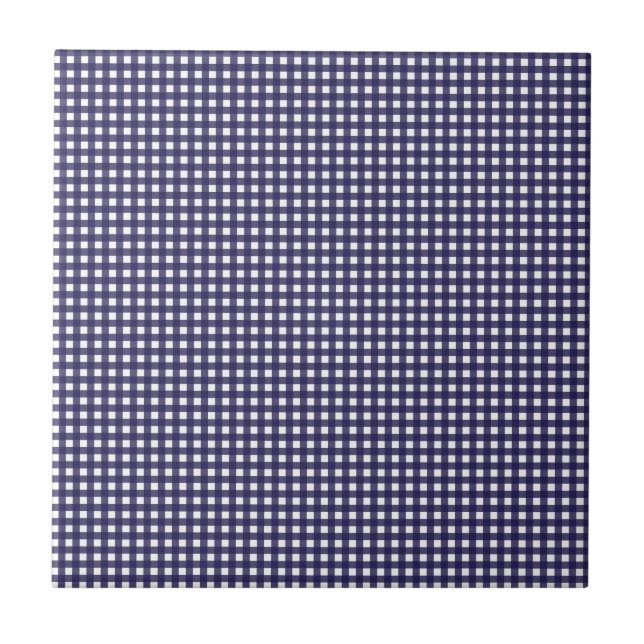 Navy and White Gingham Tile (Front)