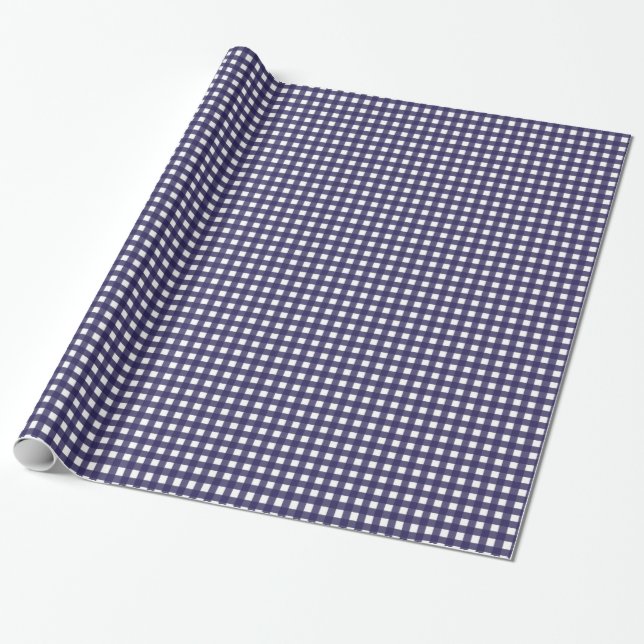 Navy and White Gingham Wrapping Paper (Unrolled)
