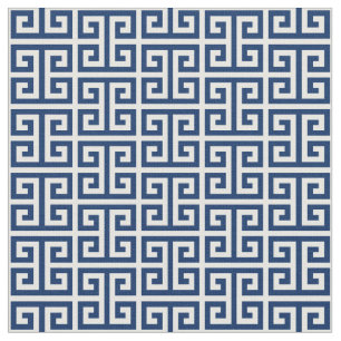 Navy and White Greek Key Pattern Fabric