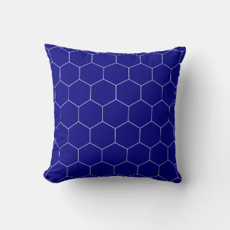 Navy and white hexagon pattern cushion