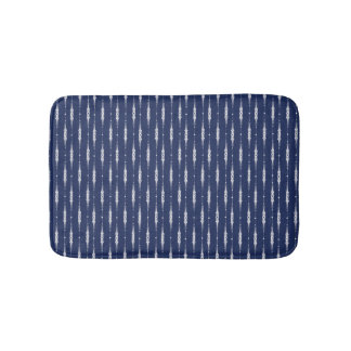 Navy and White Intricate Line Pattern Bath Mat