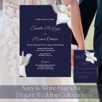 Navy and White Magnolia Elegant Wedding