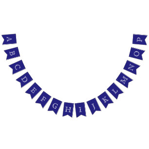 Navy and White OpenFace Letters Custom Bunting