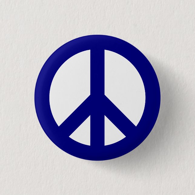 Navy and White Peace Symbol Button (Front)