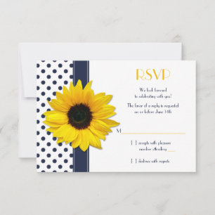 Navy and White Polka Dot Wedding Reply Card
