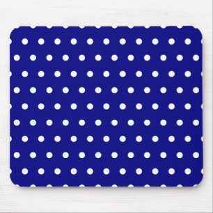 Navy and White Polka Dots Mouse Pad