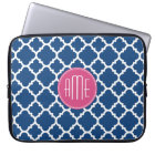 Navy and White Quatrefoil Pattern Custom Monogram
