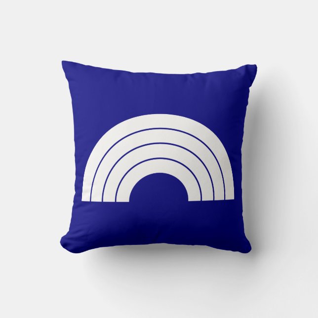 Navy and white Rainbow Cushion (Front)