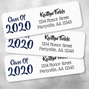 Navy and White School Colours Class Year Address Return Address Label
