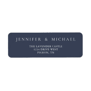 Navy and White Simple Minimalistic Wedding Return Address Label