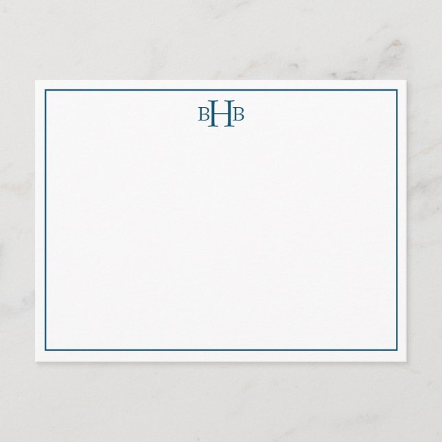 Navy and white sophisticated minimalist note postcard (Front)