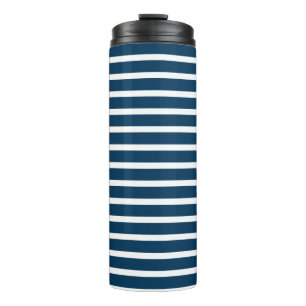 Navy and White Stripe Thermal Tumbler