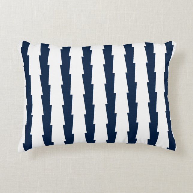 Navy and White Striped Decorative Cushion (Front)
