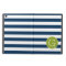 Navy and White Striped Pattern Green Monogram