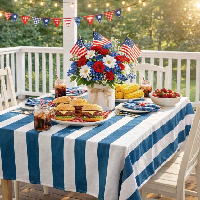 Navy and White Striped Tablecloth (Creator Uploaded)