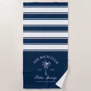 Navy and White Stripes Bachelorette Party Beach Towel