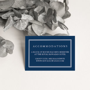Navy and White Wedding Hotel Accommodation Cards
