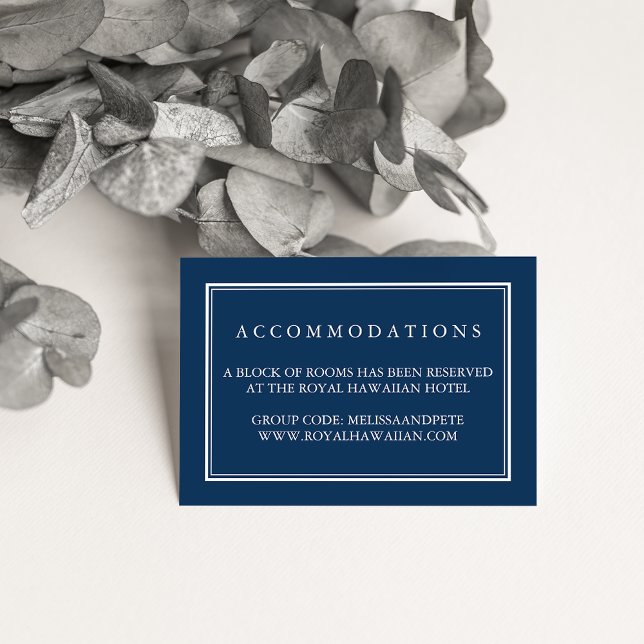 Navy and White Wedding Hotel Accommodation Cards (Creator Uploaded)