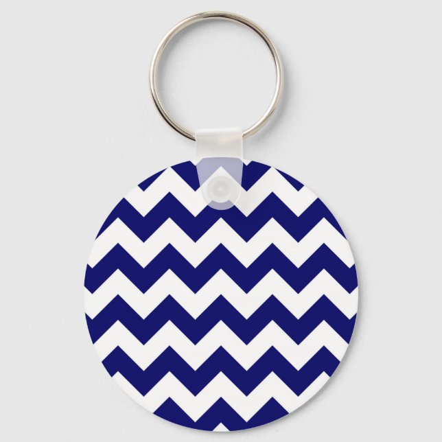 Navy and White Zigzag Key Ring (Front)