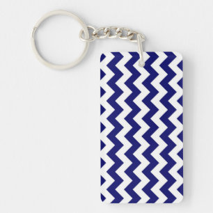 Navy and White Zigzag Key Ring