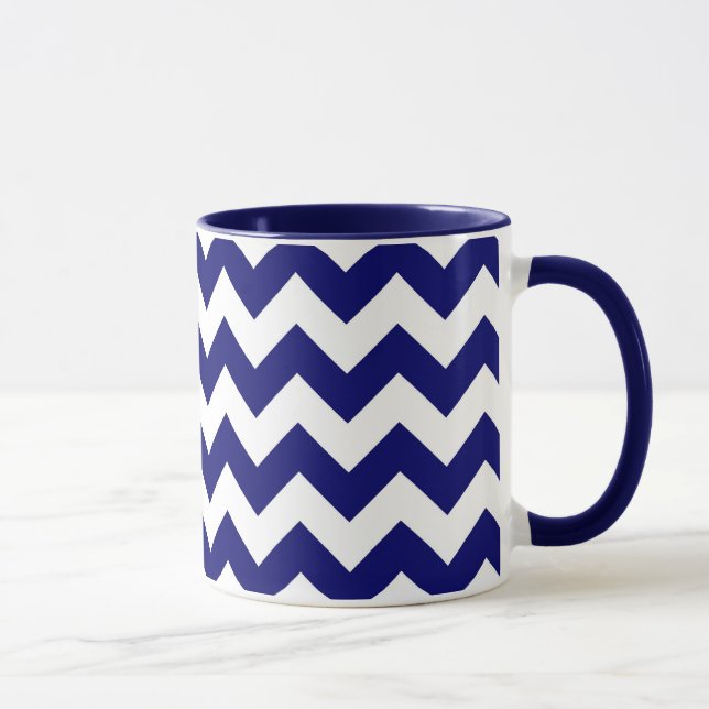 Navy and White Zigzag Mug (Right)