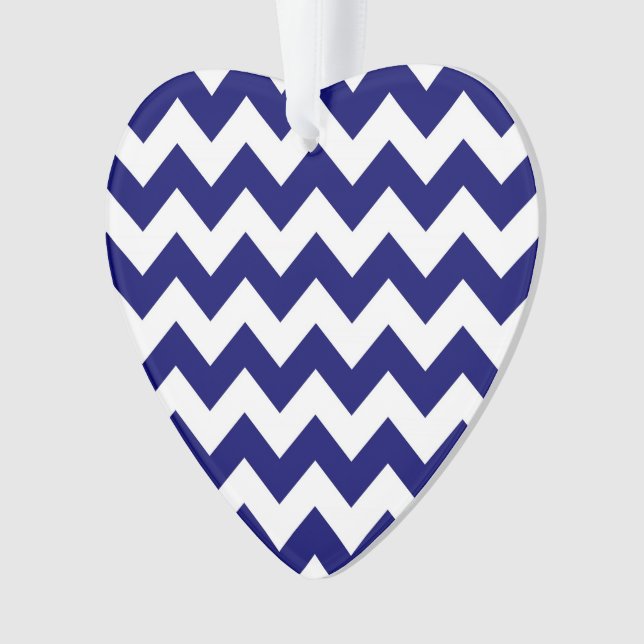 Navy and White Zigzag Ornament (Front)