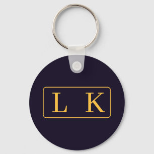 Navy and Yellow Best Friends monogrammed Key Ring