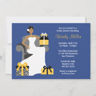 Navy and Yellow Bridal Shower Invitation