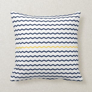 Navy and Yellow Chevron Cushion