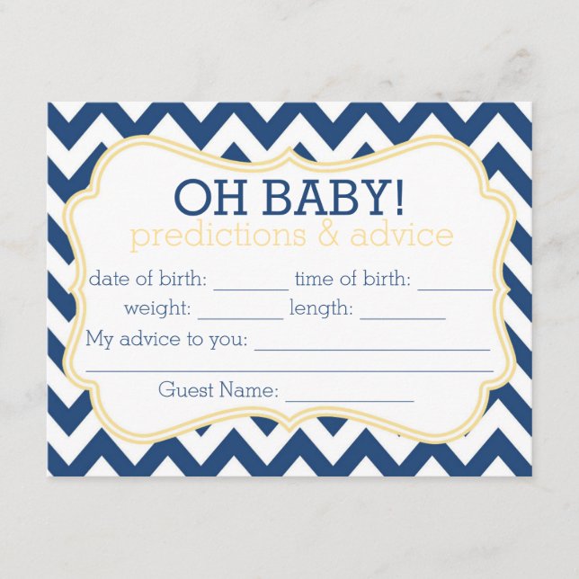 Navy and Yellow Chevron Predictions & Advice Card (Front)