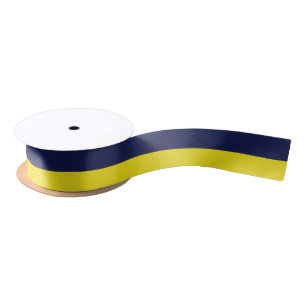 Navy and Yellow-Corn Striped Satin Ribbon