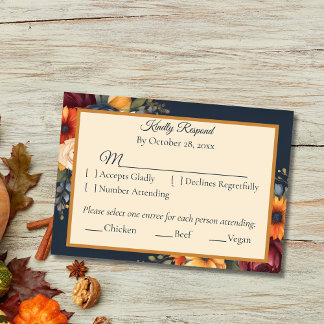 Navy and Yellow Fall Wildflower RSVP Response Card