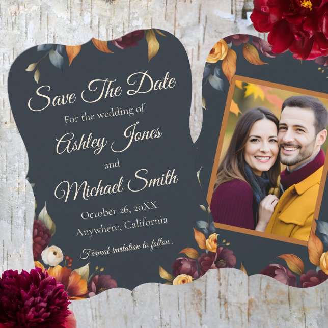 Navy and Yellow Fall Wildflower Save The Date (Creator Uploaded)