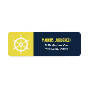 Navy and Yellow Helm Nautical Return Address Label