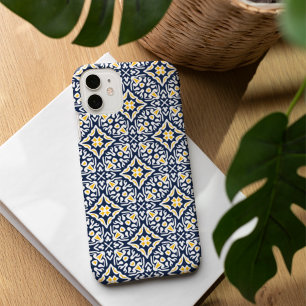 Navy and Yellow Mediterranean Pattern iPhone 16 Case