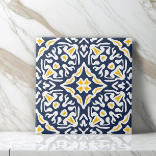 Navy and Yellow Mediterranean Pattern Tile