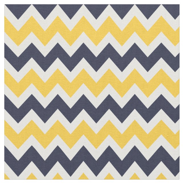 Navy and Yellow Modern Chevron Fabric (Close Up)