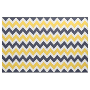 Navy and Yellow Modern Chevron Large Scale Fabric
