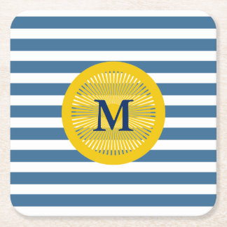 Navy and Yellow Monogram Coasters