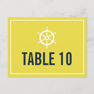 Navy and Yellow Nautical Table Number Postcard