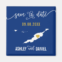 Navy Anguilla Wedding Save the Date Map