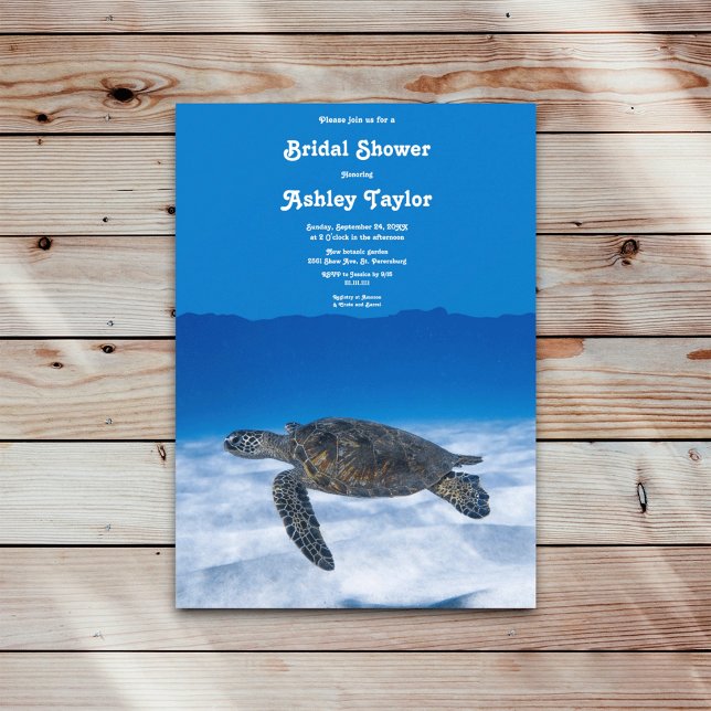 Navy Aquatic Turtle Underwater Beach Bridal Shower Invitation (Creator Uploaded)