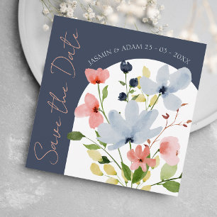Navy Arch Floral Boho Save the Date