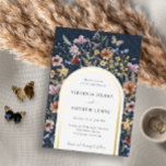 Navy Arch Wedding Invitation Foil Invitation<br><div class="desc">Navy Blue Arch Wedding Invitation Foil Invitation. This stylish & elegant boho arch wedding foil invitation features gorgeous hand-painted watercolor wildflowers arranged as a lovely frame. The back includes a beautiful coordinating bouquet with a monogram for the bride and groom. Find matching items in the Navy Blue Boho Wildflower Wedding...</div>