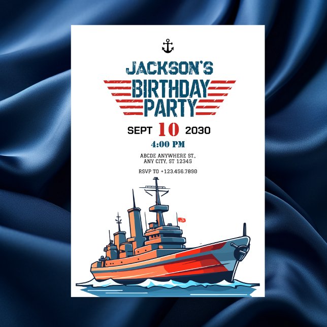 Navy Army Ship Birthday Invitation (Creator Uploaded)