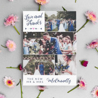 Navy Arrow Photo Collage Love & Thanks Wedding