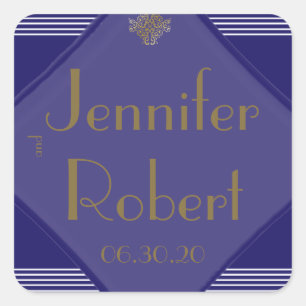 Navy Art Deco Posh Wedding Envelope Seal