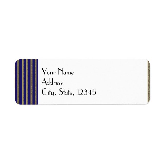 Navy Art Deco Posh Wedding Label Return Address Label (Front)