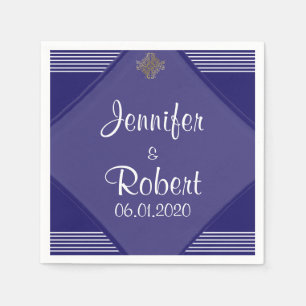 Navy Art Deco Posh Wedding Napkin
